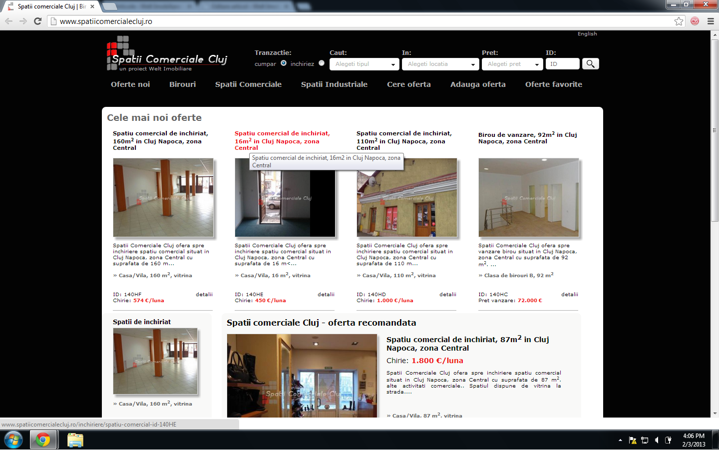 Un nou proiect marca Welt Imobiliare: spatiicomercialecluj.ro